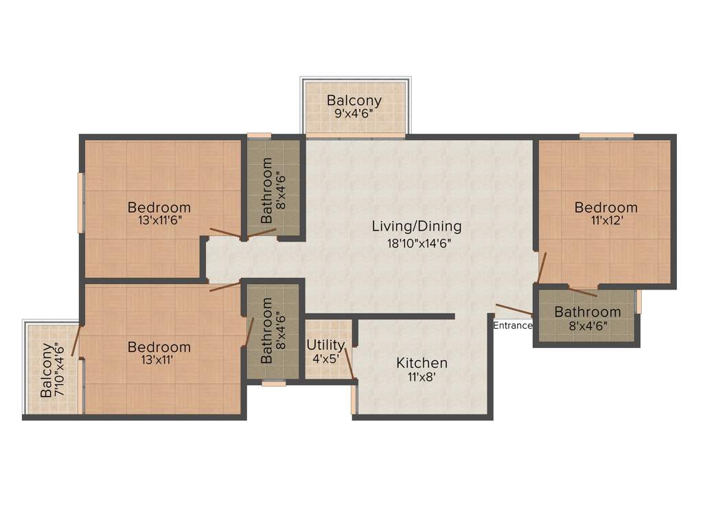 Unishire Atrium (3BHK+3T (1,414 sq ft) 1414 sq ft)
