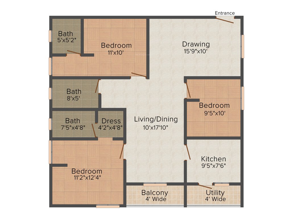 Rooshna Majestic Vistas (3BHK+3T (1,338 sq ft) 1338 sq ft)