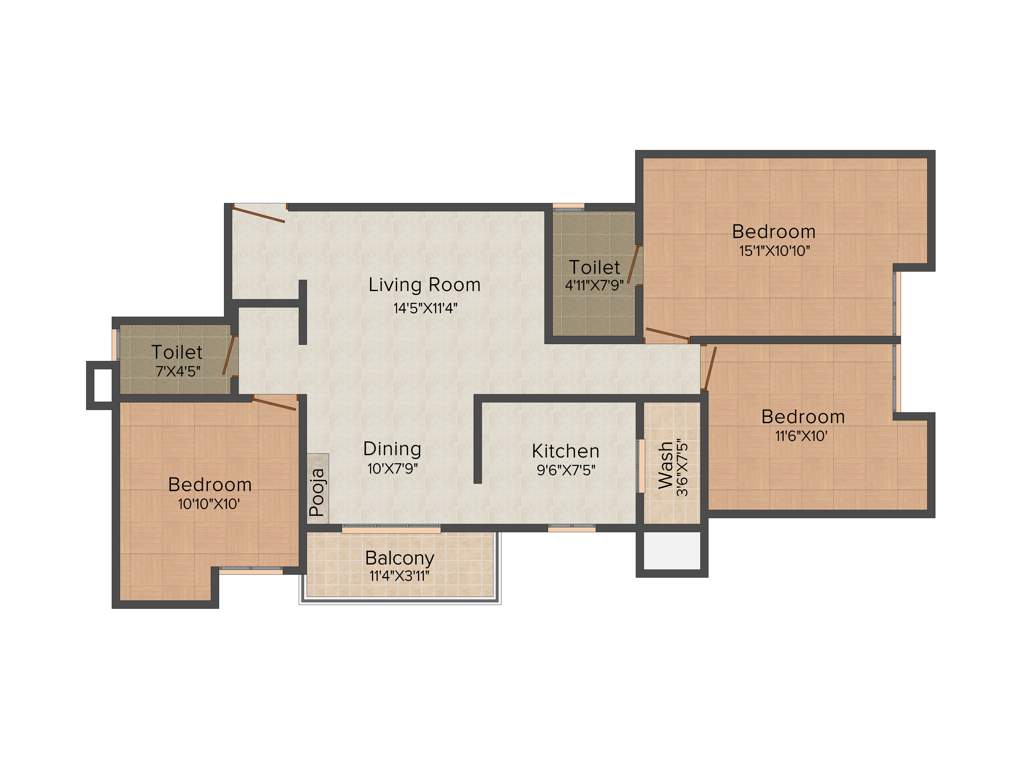 Green Sanmuga (3BHK+3T (1,310 sq ft) 1310 sq ft)