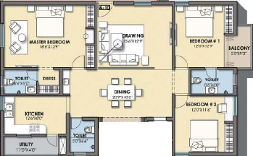 Incor Bonsai Homes (3BHK+3T (1,850 sq ft) 1850 sq ft)