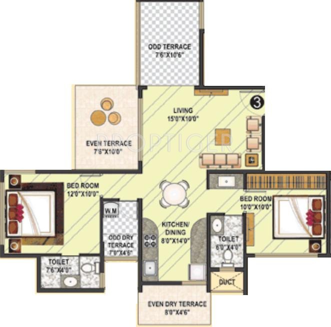 Rama Rich Woods (2BHK+2T (968 sq ft) 968 sq ft) Rama Rich Woods (2BHK+2T (968 sq ft) 968 sq ft)