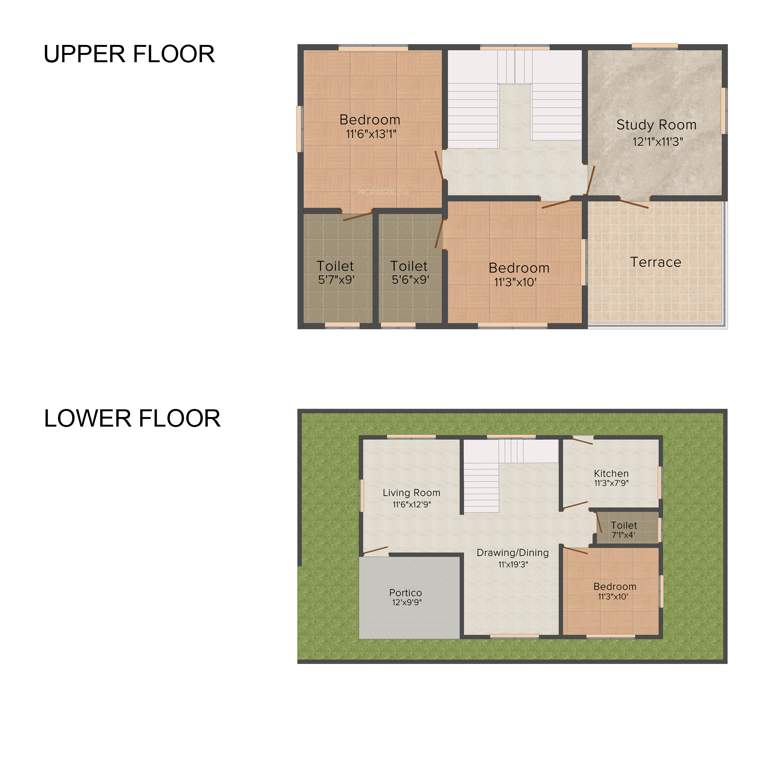 Modi Greenwoods (3BHK+3T (1,494 sq ft) Study Room 1494 sq ft)