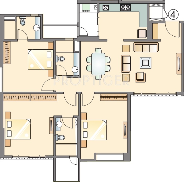 Pride Purple Park Titanium (3BHK+3T (1,450 sq ft) 1450 sq ft) Pride Purple Park Titanium (3BHK+3T (1,450 sq ft) 1450 sq ft)