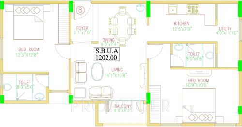 Venkatasai Vensa Lake View (2BHK+2T (1,202 sq ft) 1202 sq ft)