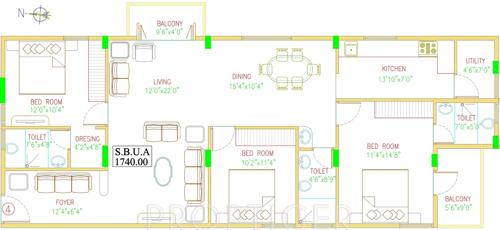 Venkatasai Vensa Lake View (3BHK+3T (1,740 sq ft) 1740 sq ft)