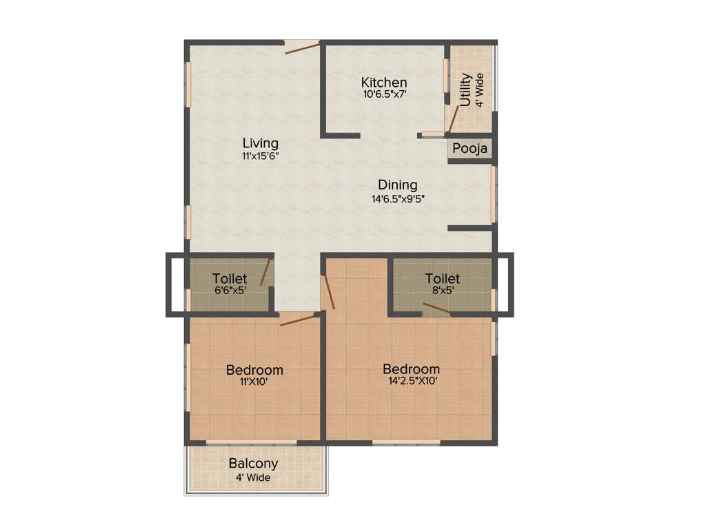 Green Fort View (2BHK+2T (1,155 sq ft) 1155 sq ft)