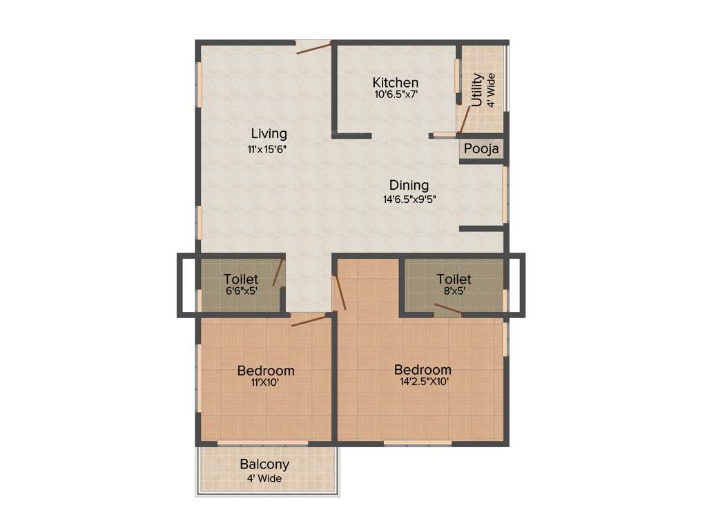 Green Fort View (2BHK+2T (1,271 sq ft) 1271 sq ft)