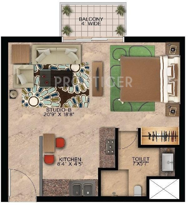 Wave Edenia (1BHK+1T (661 sq ft) 661 sq ft)