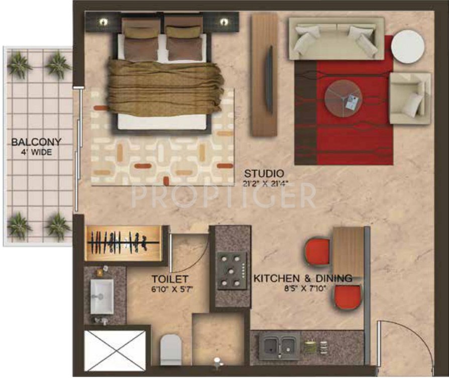 Wave Edenia (1BHK+1T (752 sq ft) 752 sq ft)