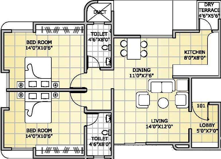 Kuber Kuber Estoria (2BHK+2T (1,235 sq ft) 1235 sq ft)