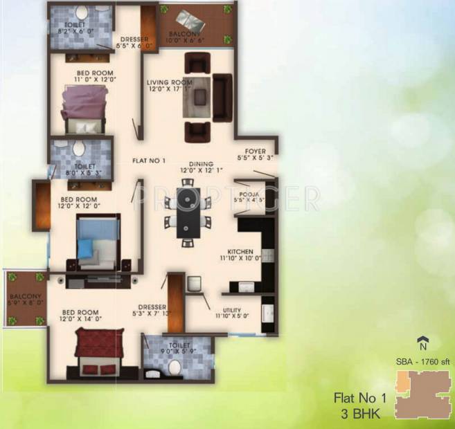 Unicon White Leaf (3BHK+3T (1,760 sq ft) 1760 sq ft)