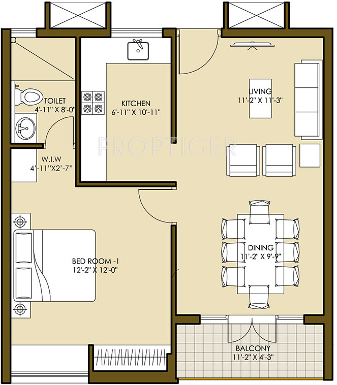 818 sq ft 1 BHK 1T Apartment for Sale in Good Earth Malhar Terraces ...