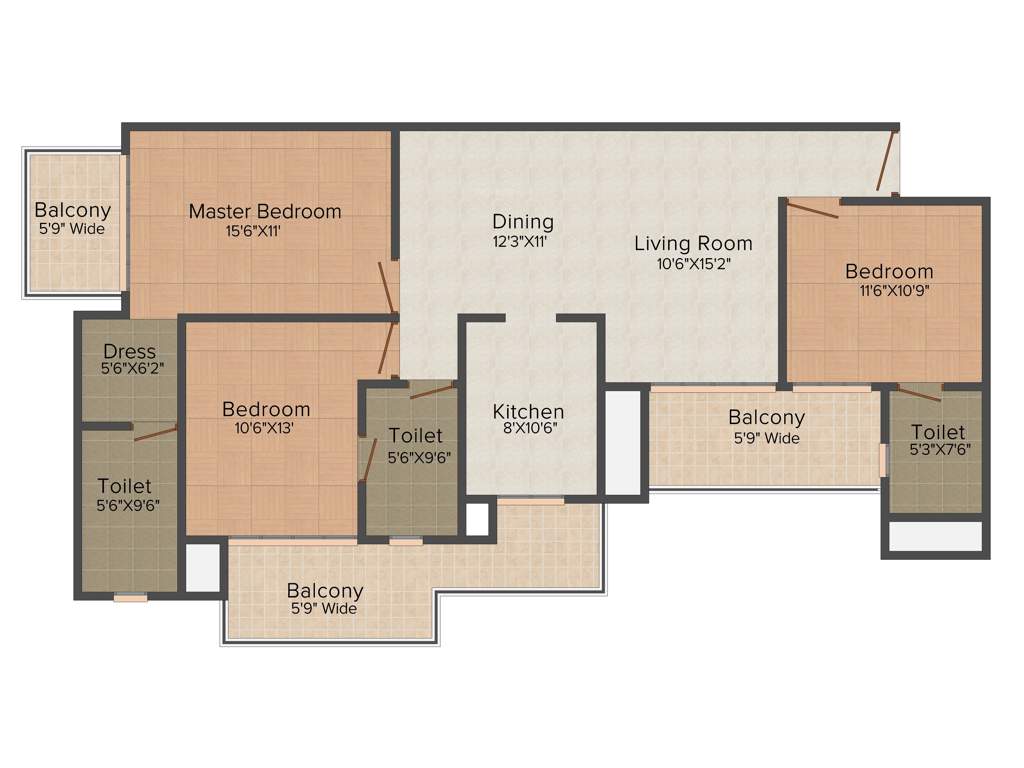 Splendor Grande (3BHK+3T (1,650 sq ft) 1650 sq ft)