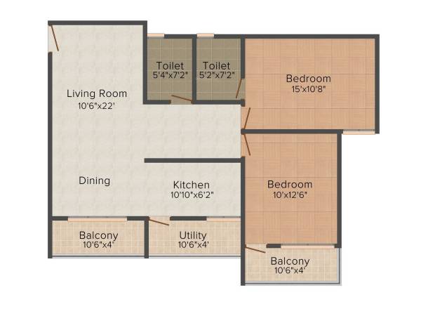 Innovative Aqua Front (2BHK+2T (1,190 sq ft) 1190 sq ft)