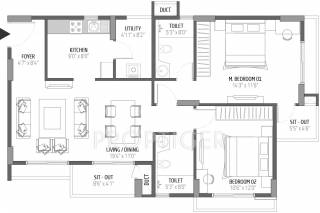 Goyal Orchid Lakeview (2BHK+2T (1,252 sq ft) 1252 sq ft)