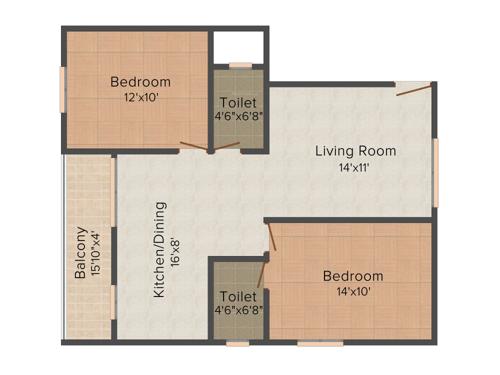 DS DSMAX SWATANTRA (2BHK+2T (1,080 sq ft) 1080 sq ft)