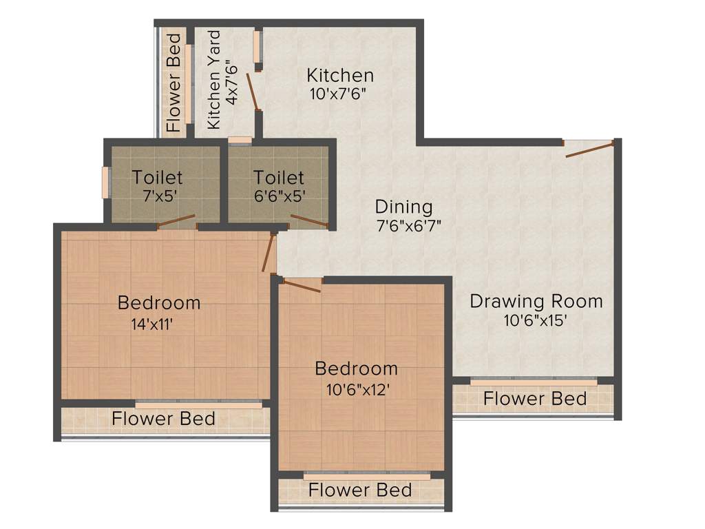 Goyal Orchid Greenfield (2BHK+2T (1,140 sq ft) 1140 sq ft)