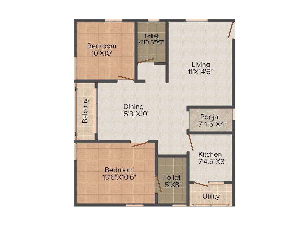 Trishala Luxor Apartments (2BHK+2T (1,110 sq ft) 1110 sq ft)
