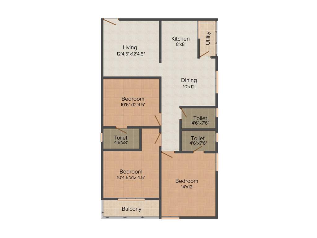 Trishala Luxor Apartments (3BHK+3T (1,391 sq ft) 1391 sq ft)