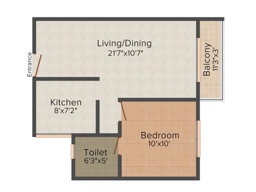 Artha Citrine (1BHK+1T (495 sq ft) 495 sq ft)