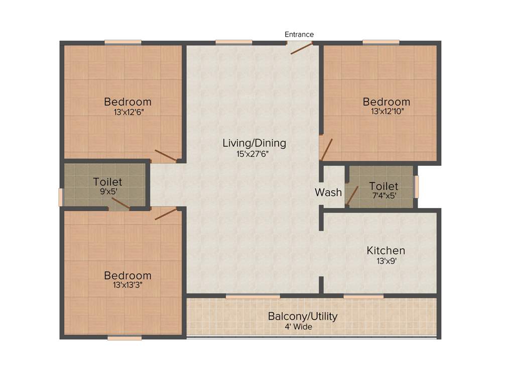 Puja Nakshatra (3BHK+2T (1,652 sq ft) 1652 sq ft)