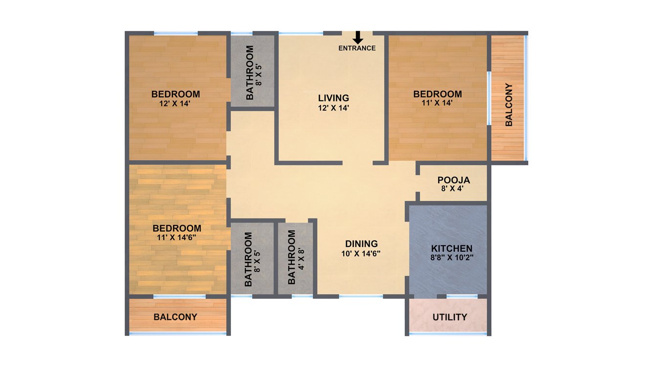 Sai Bloomfields (3BHK+3T (1,670 sq ft) 1670 sq ft)