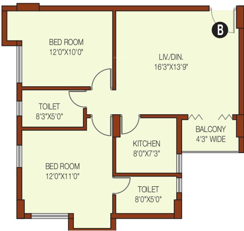 Unimark Riviera (2BHK+2T (1,008 sq ft) 1008 sq ft)