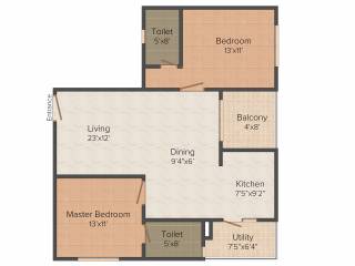 Kriti Gardenia Jasminoides (2BHK+2T (1,203 sq ft) 1203 sq ft)