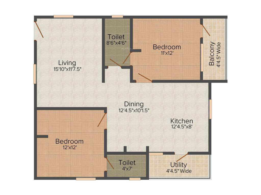 Infocity Majestic (2BHK+2T (1,205 sq ft) 1205 sq ft)