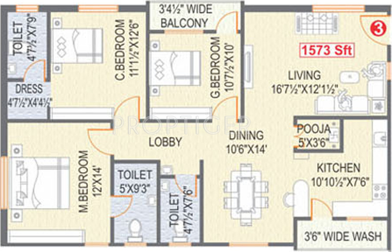 Sumashaila Developers Vaddepally Enclave (3BHK+3T (1,573 sq ft) + Pooja Room 1573 sq ft)