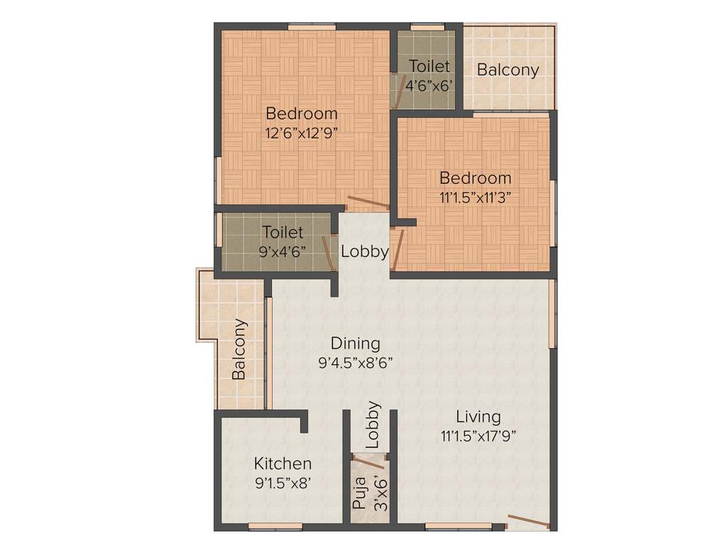 Racs Sai Brundavan (2BHK+2T (1,138 sq ft)   Pooja Room 1138 sq ft)