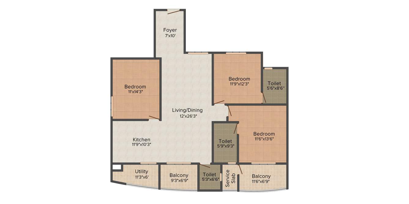 Klassik Landmark (3BHK+3T (1,819 sq ft) 1819 sq ft)