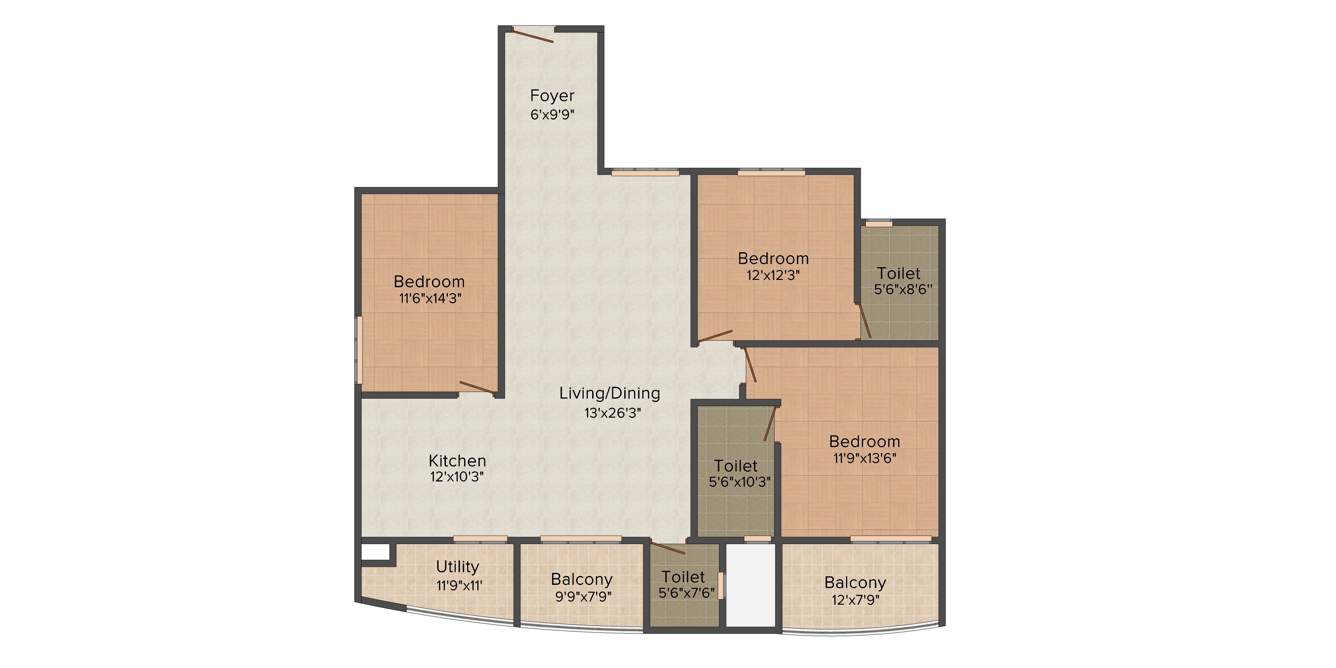 Klassik Landmark (3BHK+3T (1,917 sq ft) 1917 sq ft)