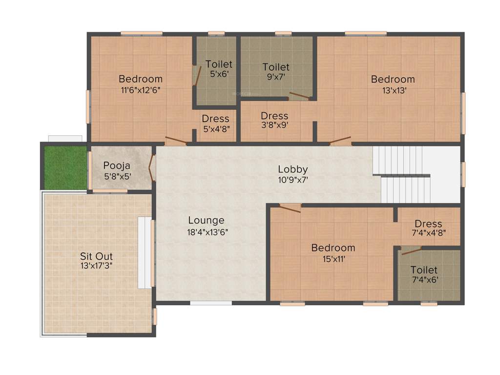 Aparna Constructions HillPark Gardenia 4BHK+5T (3,409 sq ft) + Servant Room