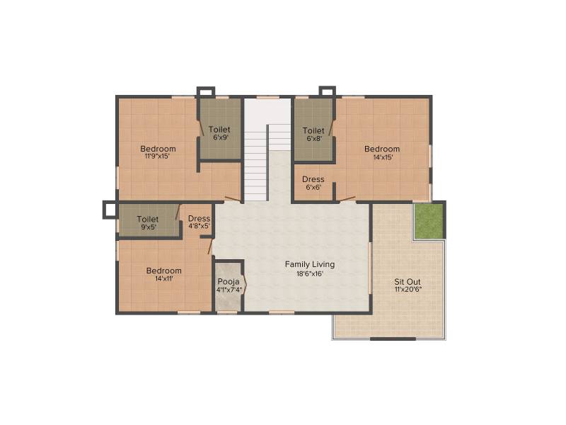 Aparna Constructions HillPark Gardenia 4BHK+5T (3,475 sq ft) + Servant Room