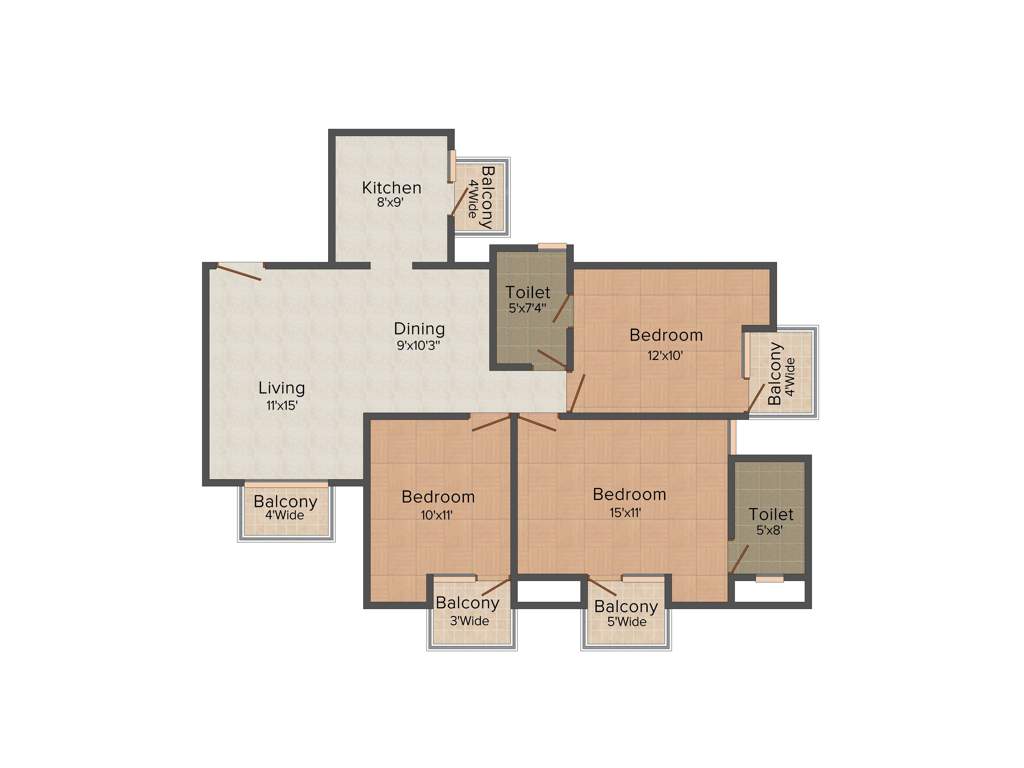 Amrapali Empire (3BHK+2T (1,330 sq ft) 1330 sq ft)