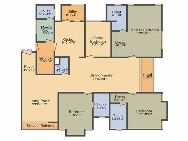 KSV The Point (3BHK+3T (2,312 sq ft) + Study Room 2312 sq ft)