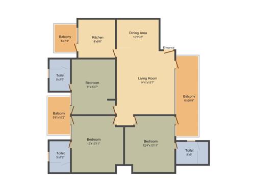 Puri VIP Floors (3BHK+3T (1,445 sq ft) 1445 sq ft) Puri VIP Floors (3BHK+3T (1,445 sq ft) 1445 sq ft)