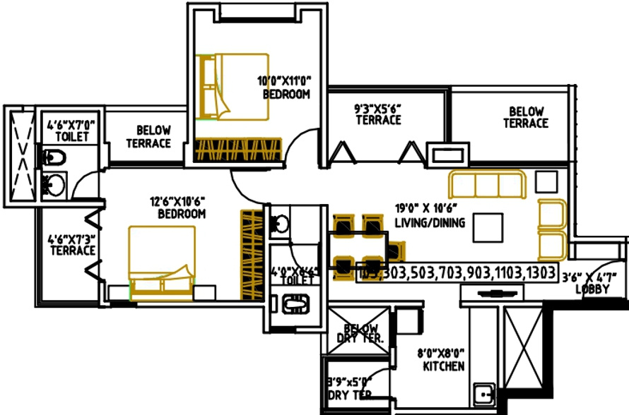 941 sq ft 2 BHK 2T Apartment for Sale in Shree Venkatesh Mi Casa ...