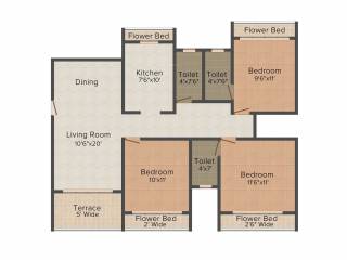 Tharwani Riverdale Vista (3BHK+3T (1,420 sq ft) 1420 sq ft)