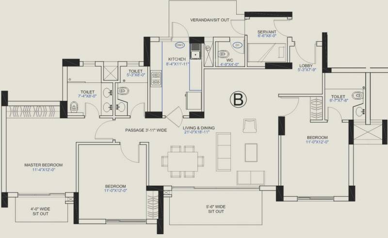 Central Park Central Park Belgravia Resort Residences 2 (3BHK+4T (1,960 sq ft)   Servant Room 1960 sq ft)