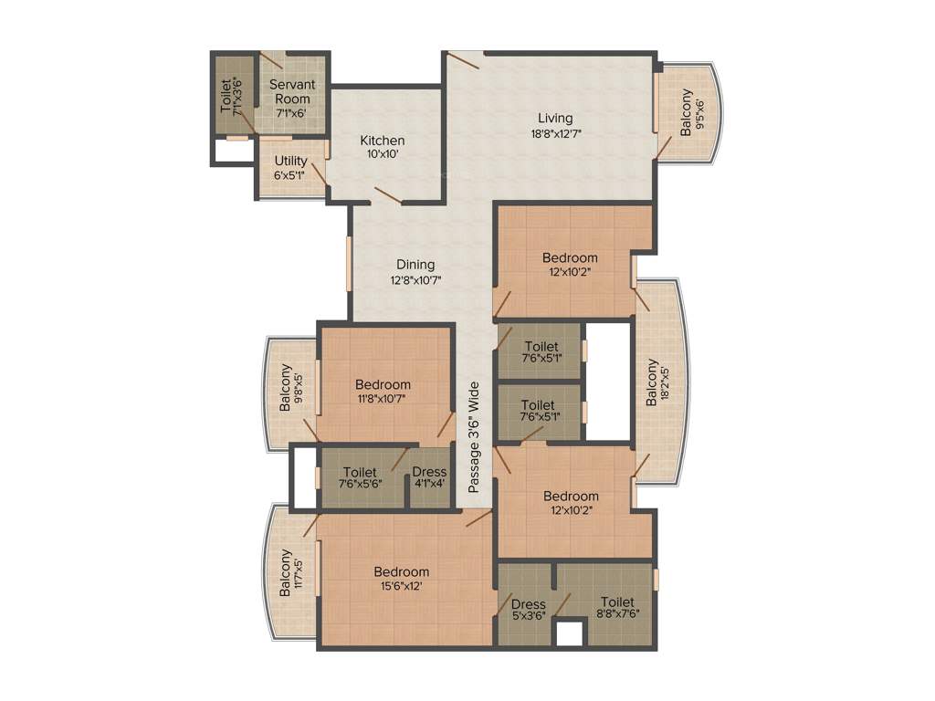 Akme Raaga (4BHK+4T (2,401 sq ft) Servant Room 2401 sq ft)