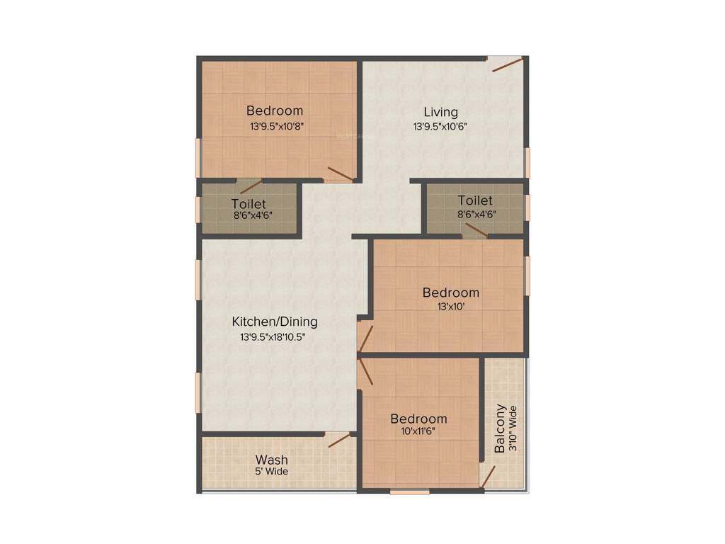 Krupa Lake Ridge (3BHK+2T (1,430 sq ft) 1430 sq ft)