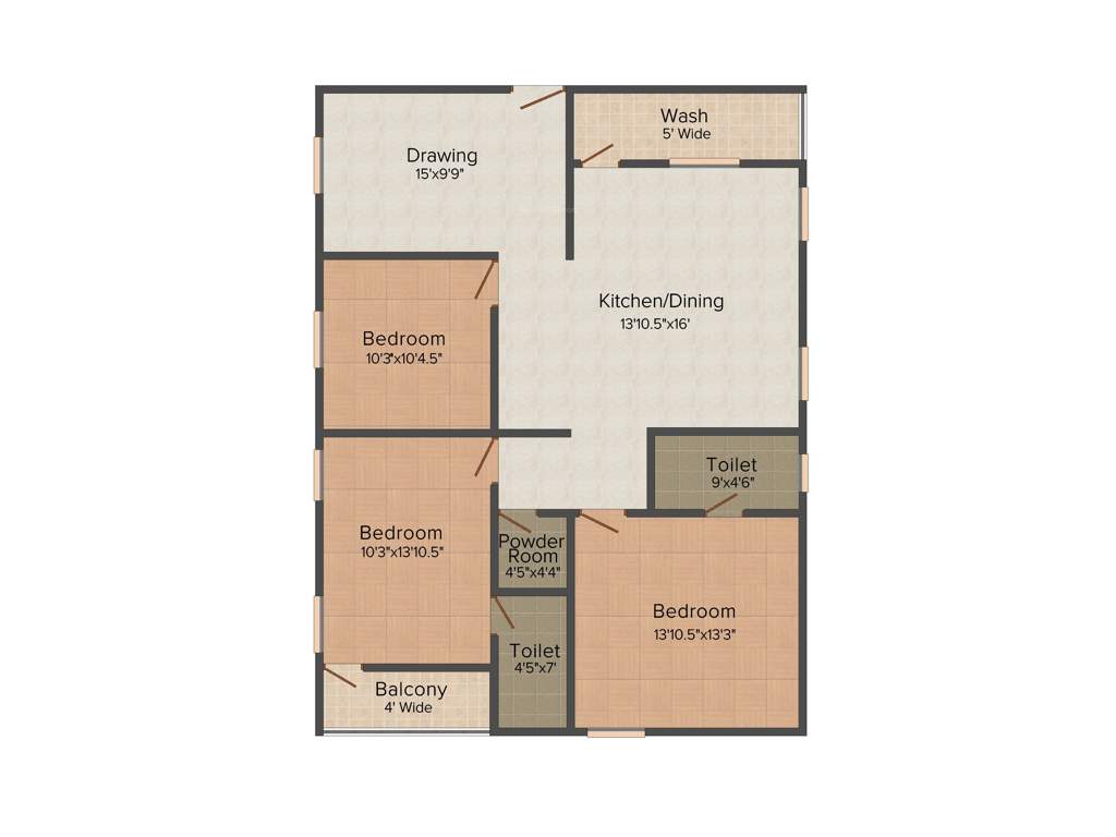 Krupa Lake Ridge (3BHK+2T (1,515 sq ft) 1515 sq ft)