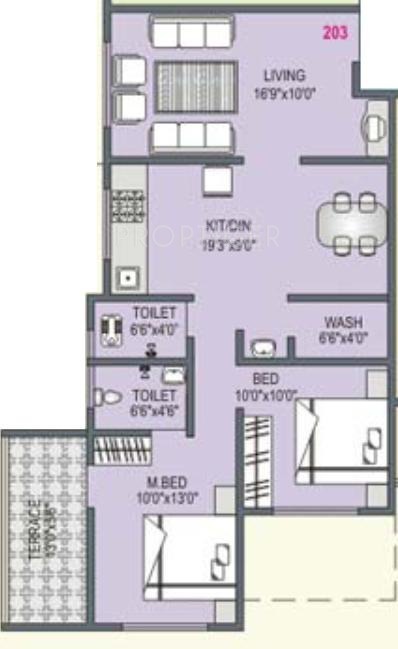 RK Nandadeep (2BHK+2T (878 sq ft) 878 sq ft)