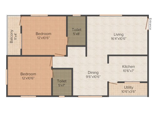 MDVR Hanuma Lake Front (2BHK+2T (1,076 sq ft) 1076 sq ft)