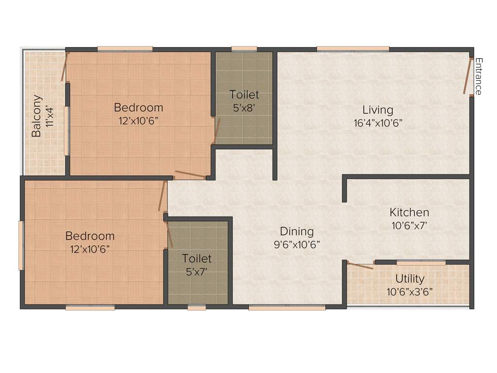 MDVR Hanuma Lake Front (2BHK+2T (1,076 sq ft) 1076 sq ft)