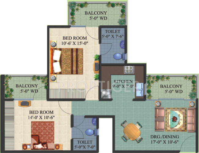 Star Realcon Group Rameshwaram (2BHK+2T (1,089 sq ft) 1089 sq ft)