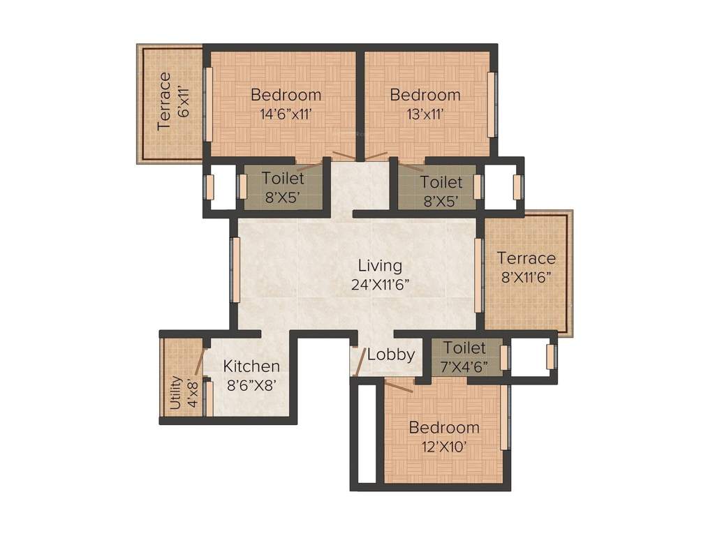 Sharada Paritosh (3BHK+3T (1,532 sq ft) 1532 sq ft)