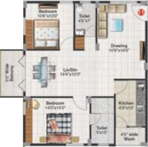 Adhunik Serenity (2BHK+2T (999 sq ft) 999 sq ft) Adhunik Serenity (2BHK+2T (999 sq ft) 999 sq ft)